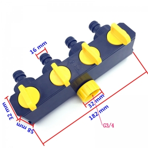 Reguliuojamas vandens srovės 4 kanalų paskirstytojas "Profesionalas 2" (3/4" į 16 mm)