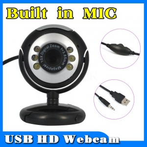 Kompiuterio kamera su apšvietimu ir mikrofonu (HD, 6 LED)