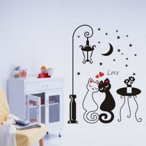 Sieninis lipdukas "Įsimylėję katinai"