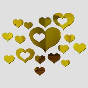 Veidrodiniai lipdukai "Meilės širdelės" (40 x 60 cm)