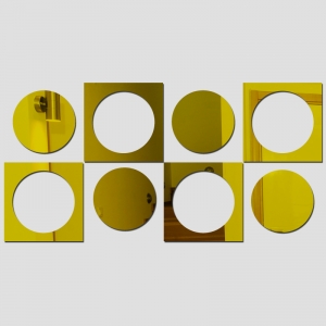 Veidrodiniai lipdukai "Rutuliai ir kvadratai" (30 x 60 cm)