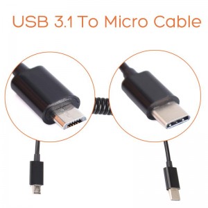 USB 3.1 į Micro spyruoklinis kabelis