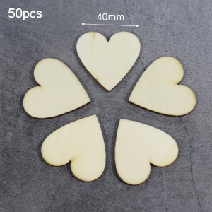 Medinės figūrėlės "Meilės širdelės 5" (50 vnt., 40 mm)