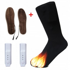 Elektroninės šildančios kojinės "Sportui ir žvejybai" + šildantys vidiniai batų padai "Lokio letenėlės" (USB, medvilninės)