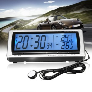 Automobilio LCD laikrodis - termometras "Profesionalas 3"