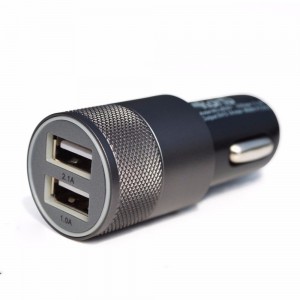 USB įkroviklis automobiliui "Greitai pakrausiu 7" (5V 2.1A, 1A)