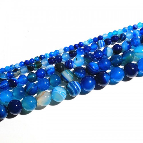 Karoliukai "Vandenyno gelmė" (žydrasis agatas)