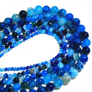 Karoliukai "Vandenyno gelmė" (žydrasis agatas)