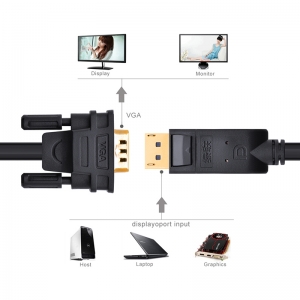 Display Port į VGA kabelis (3 m., aukštos kokybės)