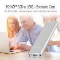 Išorinis dėklas m2 SATA plokštei "Silver Light" (USB 3.1 į NGFF M.2)