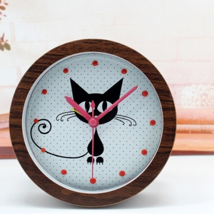 Būgninis laikrodis "Katino džiaugsmas" (rudas)