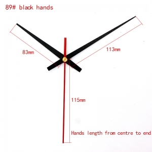 Sieninio laikrodžio mechanizmas "Du juodi kardai su raudona rodykle" (15mm ašis)