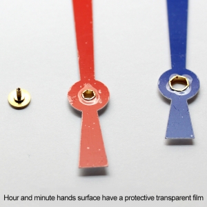 Sieninio laikrodžio mechanizmas "Raudonas ir mėlynas kardas" (6mm ašis)