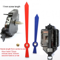 Sieninio laikrodžio mechanizmas Raudonas ir mėlynas kardas (11mm ašis)