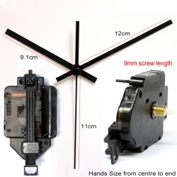 Sieninio laikrodžio mechanizmas "Juodoji klasika" (9mm ašis)