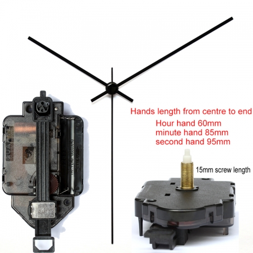 Sieninio laikrodžio mechanizmas "Juodoji klasika" (15mm ašis)