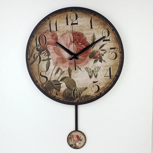Sieninis laikrodis "Romantiškos gėlės 2" (su švytuokle)
