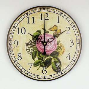 Sieninis laikrodis "Meilės rožė ir drugelis"