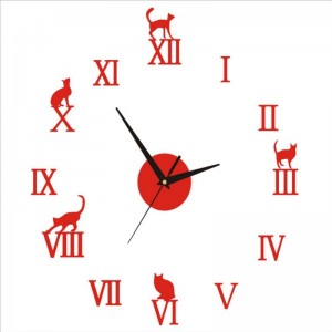 Sieninis laikrodis "Katinai ant skaičių 2" (40 x 40 cm)