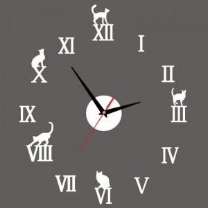 Sieninis laikrodis "Katinai ant skaičių 3" (40 x 40 cm)