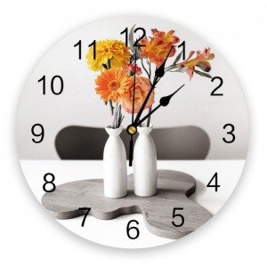 Sieninis laikrodis "Gėlės keraminėse vazose" (25 cm)
