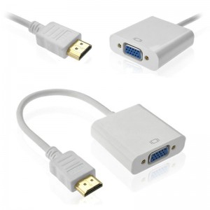 HDMI į VGA keitiklis adapteris su USB audio laidu (baltas)