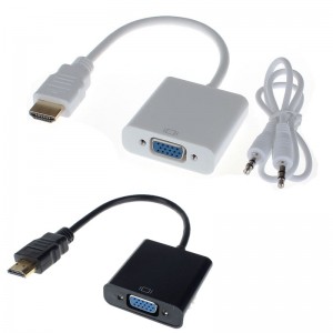HDMI į VGA keitiklis adapteris su USB audio laidu (baltas)
