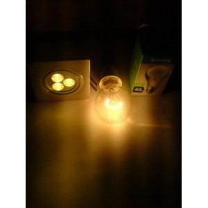 3W šiltai balta įmontuojama LED lemputė