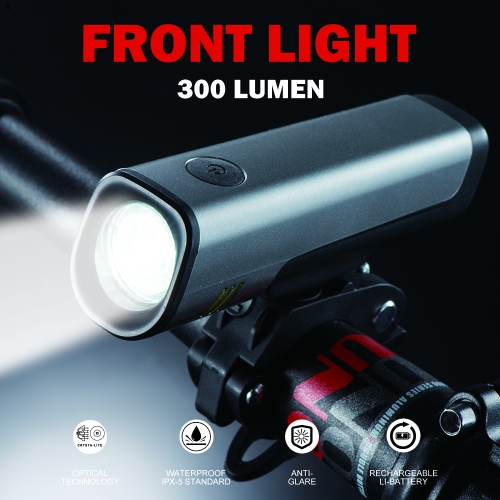 Dviračio apšvietimo sistema "Profesionalas 2" (300 lumenų)