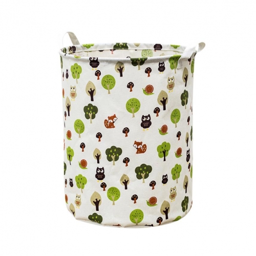 Medvilninė daiktadėžė "Puikusis žalias miškas su žvėreliais"