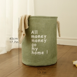 Medvilninė daiktadėžė "Visi pinigai pinigučiai ateikit namučio 3"