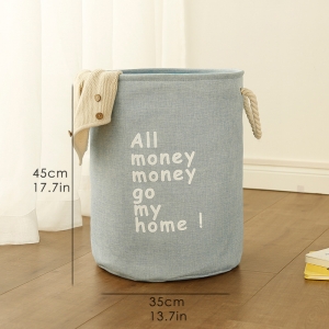 Medvilninė daiktadėžė "Visi pinigai pinigučiai ateikit namučio 4"