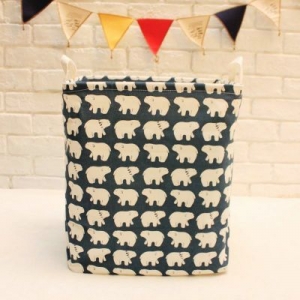 Medvilninė daiktadėžė "Stilingosios meškos" (40 x 35 x 25 cm)