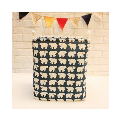 Medvilninė daiktadėžė "Stilingosios meškos" (40 x 35 x 25 cm)