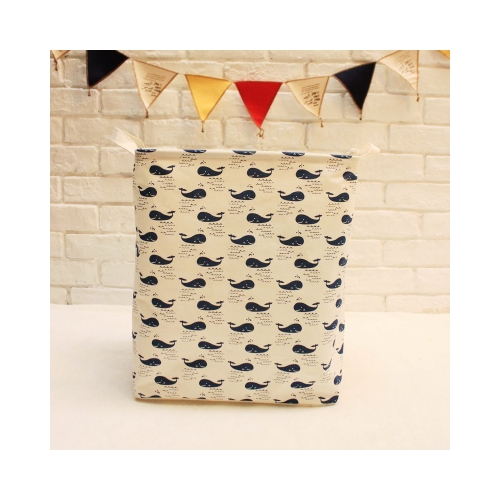 Medvilninė daiktadėžė "Stilingieji banginiai" (40 x 35 x 25 cm)