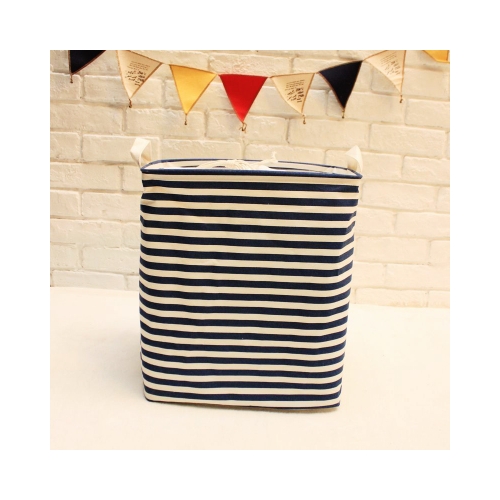 Medvilninė daiktadėžė "Stilingieji dryžiukai" (40 x 35 x 25 cm)