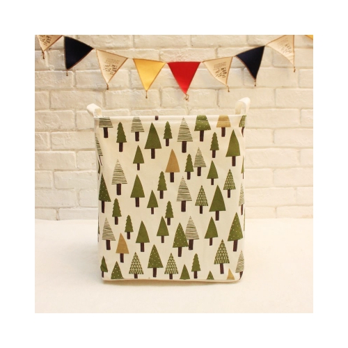 Medvilninė daiktadėžė "Stilingosios eglutės" (40 x 35 x 25 cm)