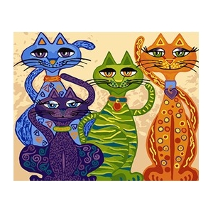 Paveikslas "Keturi spalvoti linksmi katinai" (40x50 cm)