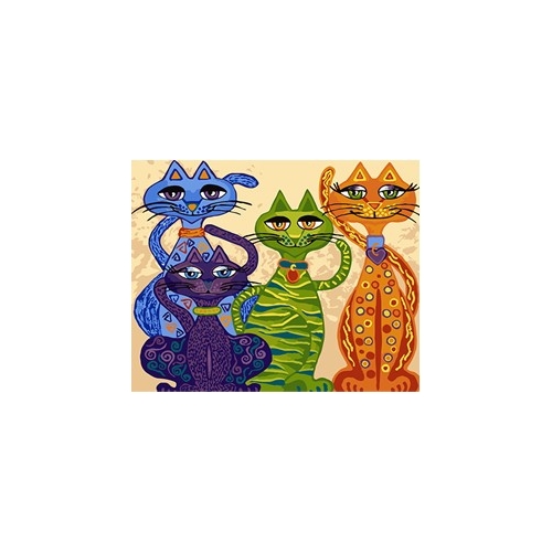 Paveikslas "Keturi spalvoti linksmi katinai" (40x50 cm)