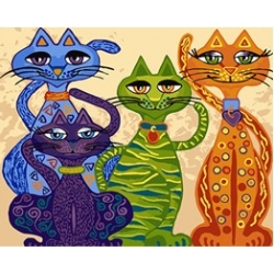 Paveikslas "Keturi spalvoti linksmi katinai" (40x50 cm)