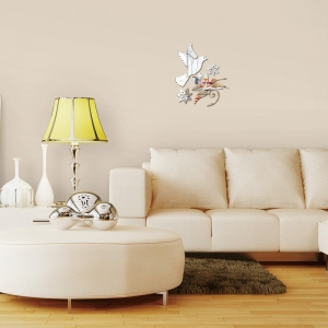 Veidrodiniai lipdukai "Paukštis ir žiedai" (45 x 45 cm)