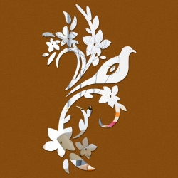 Veidrodiniai lipdukai "Paukštis ir žiedai 2" (45 x 45 cm)