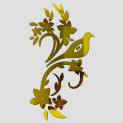 Veidrodiniai lipdukai "Paukštis ir žiedai 2" (45 x 45 cm)