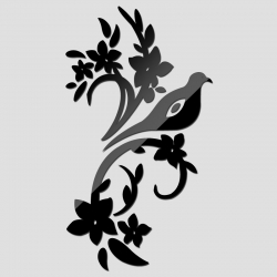 Veidrodiniai lipdukai "Paukštis ir žiedai 2" (45 x 45 cm)