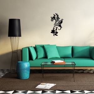 Veidrodiniai lipdukai "Paukštis ir žiedai 2" (45 x 45 cm)