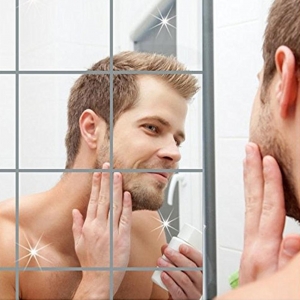 Veidrodiniai lipdukai "Sidabrinės plytelės" (16 vnt, 15 x 15 cm)