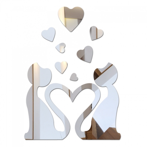 Veidrodiniai lipdukai "Įsimylėję katinukai"