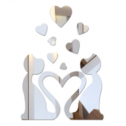 Veidrodiniai lipdukai "Įsimylėję katinukai"