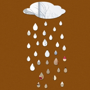 Veidrodiniai lipdukai "Lietaus debesėlis" (20 x 60 cm)