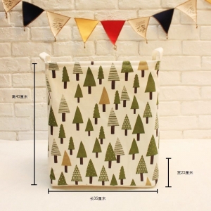 Medvilninė daiktadėžė "Stilingosios eglutės" (40 x 35 x 25 cm)